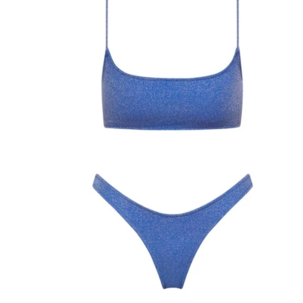 Blue sparkle triangle bathing suit